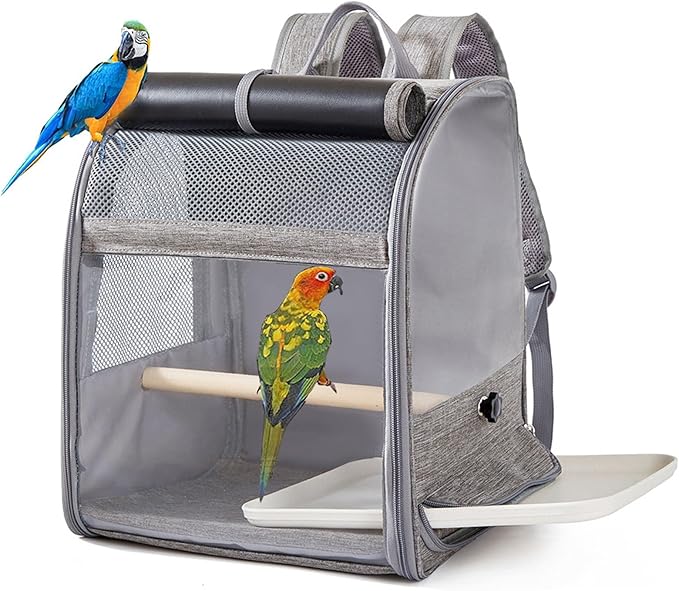 Bird Backpack Carrier,Bird Travel Cage with Standing Perch and Removable Tray,for Small Birds Parrot Parakeet,1,38 * 24 * 31cm