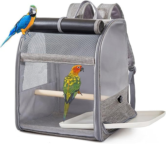 Bird Backpack Carrier,Bird Travel Cage with Standing Perch and Removable Tray,for Small Birds Parrot Parakeet,1,38 * 24 * 31cm