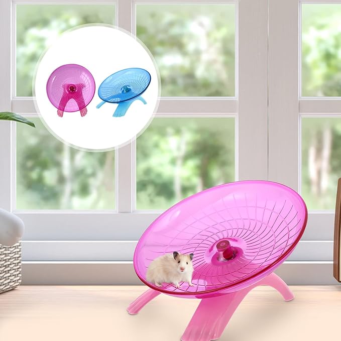 DOITOOL 2pcs Hamster Running Wheel 18cm Plastic Flying Saucer Exercise Wheel for Small Pets Hamster Activity and Plaything Set