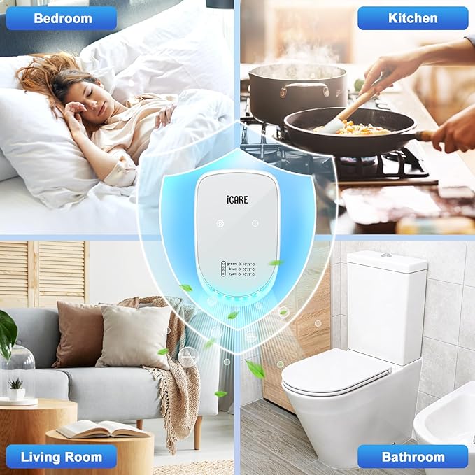 Cat Litter Deodorizer, 99% Odor Eliminator for Strong Pet Odors, Ozone-Free, Quiet Plug in Negative Ion Air Purifier for Litter Box, Home, Kitchen, Bathroom, 3 Circulation Modes (Unscented)