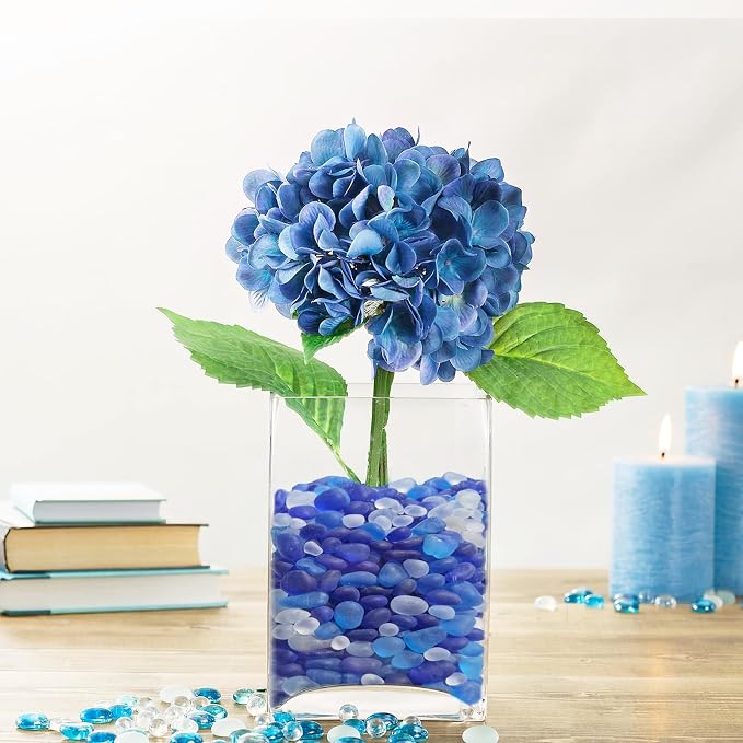 QYGL Sea Glass Stones - 0.9LB Blue Mixed Frosted Glass Pebbles Gemstones | Perfect for Aquarium Rocks, Fish Tank Gravel, Vase Fillers, DIY Crafts, and Home Decor