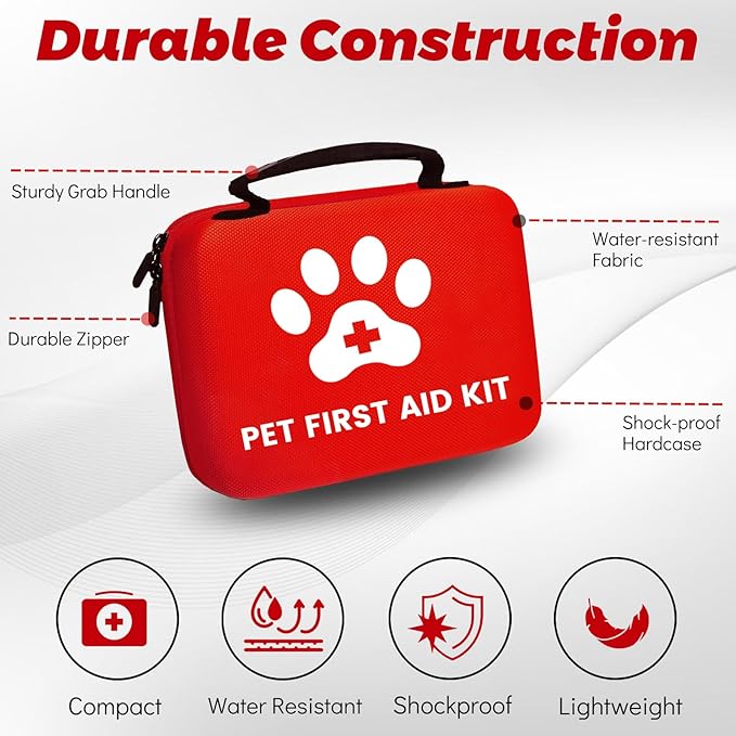 Generic Dog First Aid Kit, Pet First Aid Kit for Dogs and Cats, Home Office Travel Car First Aid Kit Emergency Kit Dog Travel Kit for Hiking, Dog Medical kit Emergency Survival Kit, Red