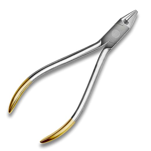 T/C Bird Beak Pliers with Cutter Loop Forming Pliers Wire Bending Tungsten Carbide Inserts Gold Handle Dental Instrument Supply 678-325
