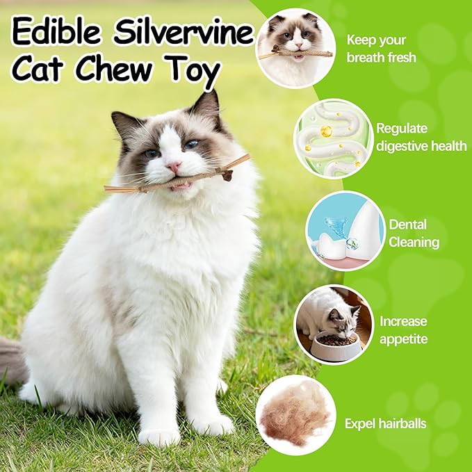 Goosheep Cat Toys 6Pcs with Chew Rope & Silvervine Sticks & Floppy Fish for Indoor Cats, Natural Dental Care Interactive Cat Catnip Toys for Chewing, Teething, Biting and Kicking