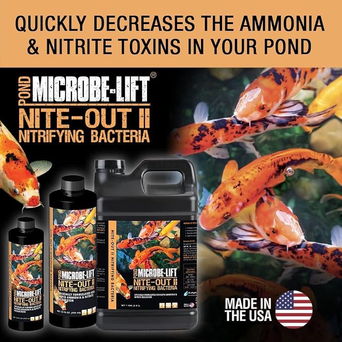 MICROBE-LIFT Nite-Out II Water Cleaner for Outdoor Ponds and Water Gardens, Rapid Ammonia and Nitrite Reduction (32 Ounces)
