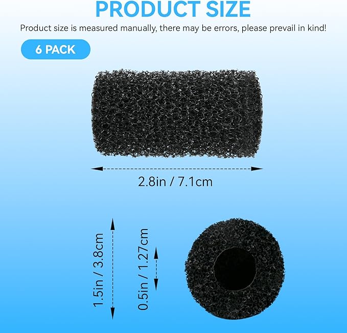 Prefilter Sponge for Fluval AC20/AC30/AC50 Filter, Aquarium Intake Sponges | Edge Prefilter Sponge Intake Strainer Cover for Freshwater Saltwater Aquariums Small Fish Shrimp Fry Fish, 6 pcs