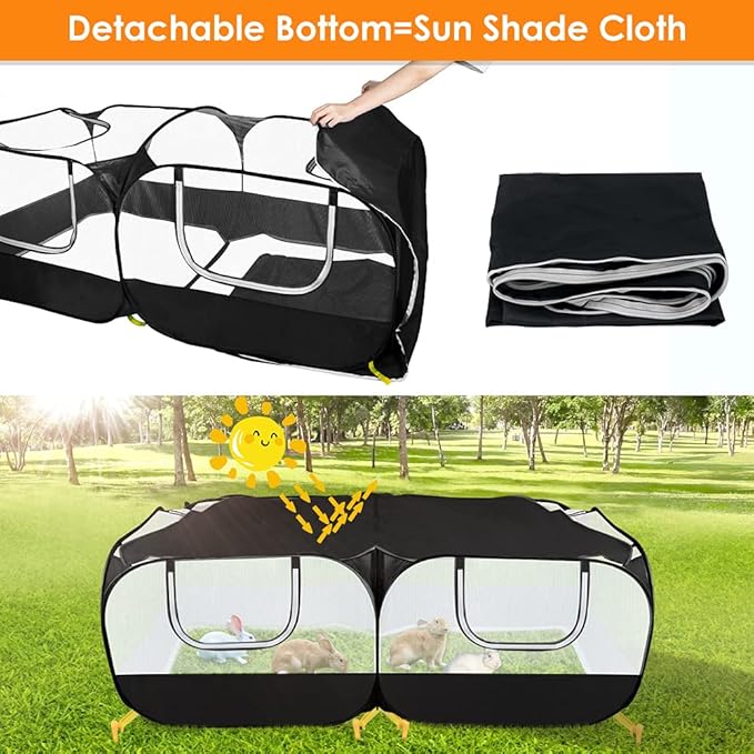 SlowTon Small Animals Playpen - Portable Chicken Coop Run Large Chick Brooder 73"x36"x25" with Detachable Bottom, Pop Up Pet Enclosure Cat Tent for Guinea Pig Bunny Puppy Indoor Outdoor (Flat Top)