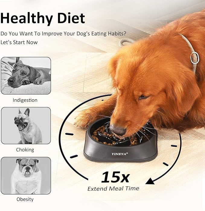 YINEYA Slow Feeder Dog Bowls, Pet Supplies that Slow Down Eating, Pet Food Bowls, Maze Dog Puzzle Feeder for Medium Breed