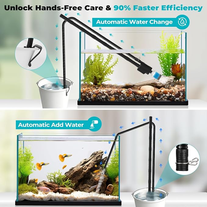 fishkeeper Electric Aquarium Gravel Cleaner, 8 in 1 Automatic Fish Tank Cleaning Tools Gravel Vacuum for Aquarium, for Change Water/Wash Sand/Water Filter/Water Circulation