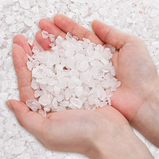 5 lbs Small Natural White Quartz Crystal Stone, Irregular Aquarium Gravel, Mini Clear Tumbled Chips Crushed Stone, Healing Reiki Gemstones, Decorative Pebbles Rocks for Vase Tank Plant, 7-9 mm
