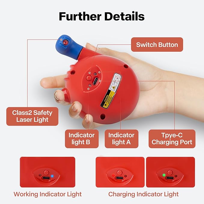 Pet Prime Cat Laser Toy 360° Random Rotation Cat Laser Pointer Toy Rechargeable Automatic Interactive Cat Toy for Bored Indoor Cats/Kittens Self Play