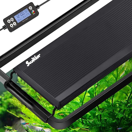 24/7 LED Aquarium Light, IP68 Waterproof Extendable Bracket Fish Tank Light with Timer, 7 Colors, 10 Level Adjustable Brightness, DIY Mode Full Spectrum Aquarium Plant Light for 36-42 Inch Fish Tank
