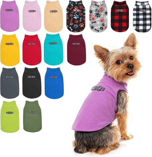 BEAUTYZOO XS Dog Sweaters, Soft Fleece Vest Pullover Dog Jacket with D-Ring Leash Attachment, Warm Winter Dog Clothes Cold Weather Doggy Chihuahua Sweater for Small Dogs Cats Boy or Girl, Purper XS