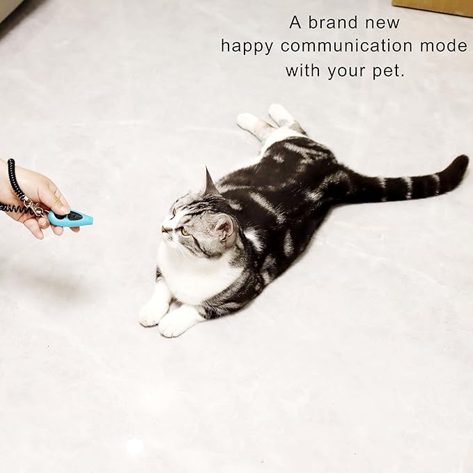 Pet Training Clicker with Whistle and Wrist Strap - Dog Training Clickers Whistles (Black + Blue)