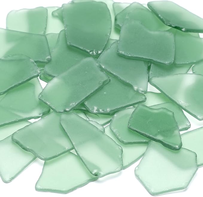 SUREAM Green Seaglass for Crafts, Seaglass Decor for Home, Broken Glass Pieces for DIY Art, Jewelry Making, Vase Filler, Beach Weddings Decor