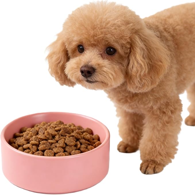 13.5 oz Ceramic Pet Bowl, Non-Slip Anti-Skid Base, Easy Clean Food & Water Feeder for Cats and Small Dogs – Pink