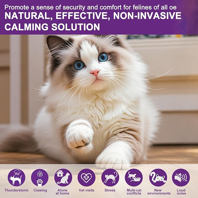 Calming Pheromone Diffuser for Cats Relieves Anxiety and Stress Calming 1 Diffuser for Cats 3 Refills, Reduces Fighting and Scratching Calming Relaxation