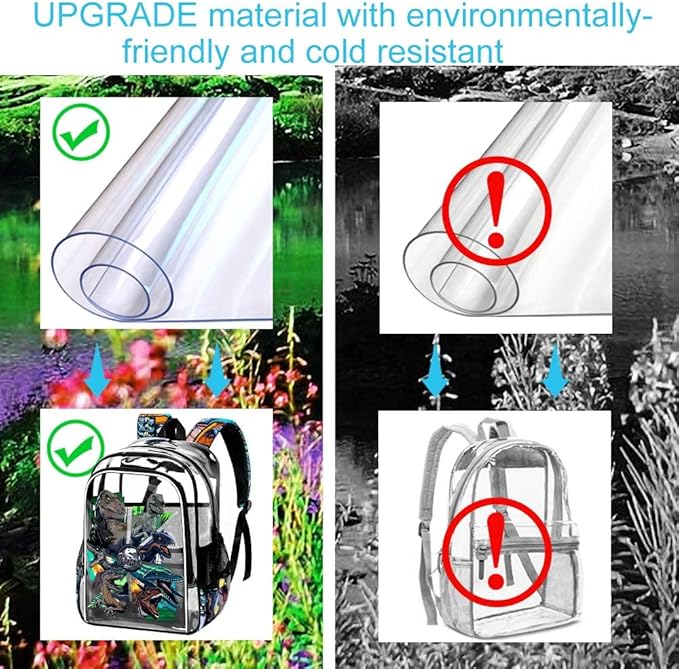 CCJPX 3Pcs Clear Backpack for Girls, School Transparent Bookbag, Heavy Duty See Through Backpacks for Teens Elementary