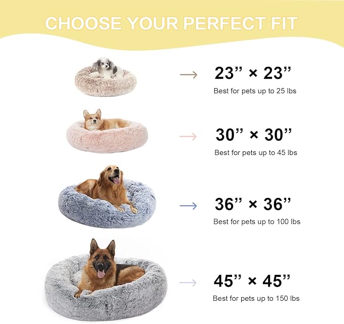Bedfolks Calming Donut Dog Bed for Extra Large Dogs, 45 Inch Round Plush Bed with Non-Slip Bottom (Dark Grey, Extra Large)