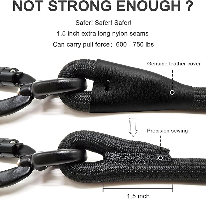 Rope Dog Leash, 4 ft Heavy Duty Dog Leash with Aviation Aluminum Auto Locking Carabiner, Strong Nylon Pet Lead for Small, Medium, Large Dogs (Black, 4FT)