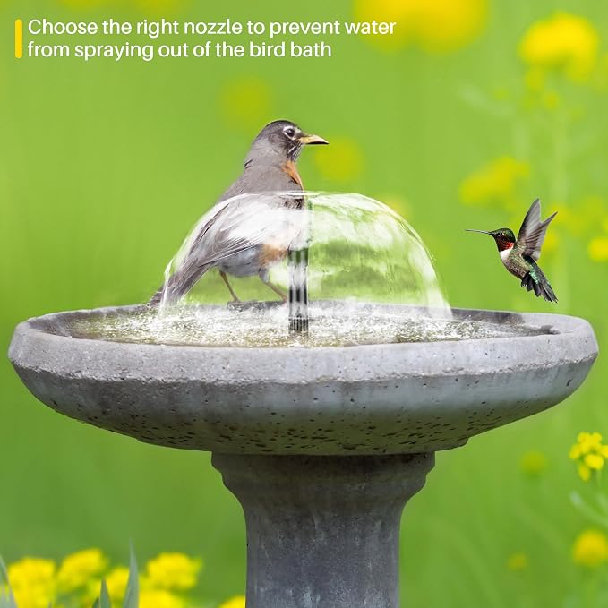 Biling 5.5W Solar Fountain Pump with Dry-Run Protection for Bird Bath | DIY Solar Water Pump with Double-Layer Nozzles, 5 Ft Tubing for Birdbath, Garden Ponds, Water Features