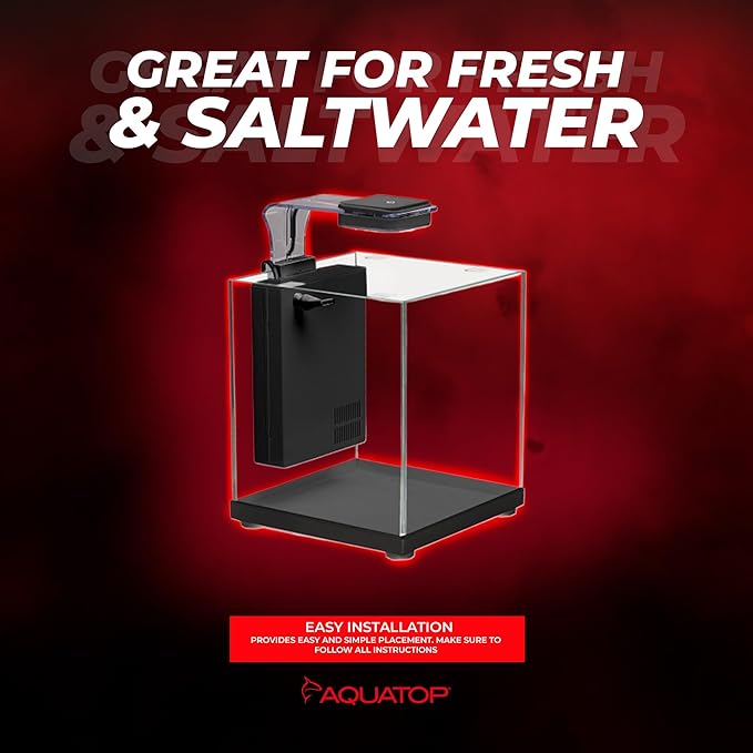 Aquatop Pisces Bullet Shaped Glass Aquarium - Nano Aquarium Kit, for Salt & Freshwater Fish Tanks - Mechanical, Chemical & Biological Filtration