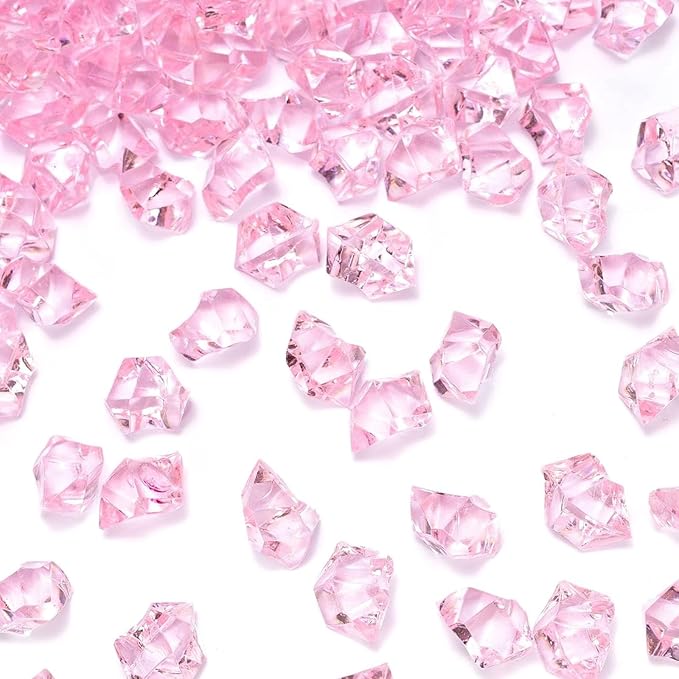 DOMESTAR Pink Fake Ice Rocks, 150 PCS Acrylic Crystal for Vase Fillers | Fake Diamonds for Table Centerpieces Birthday Party Decor, Fish Tanks Decor Table Scatter DIY Craft Supplies