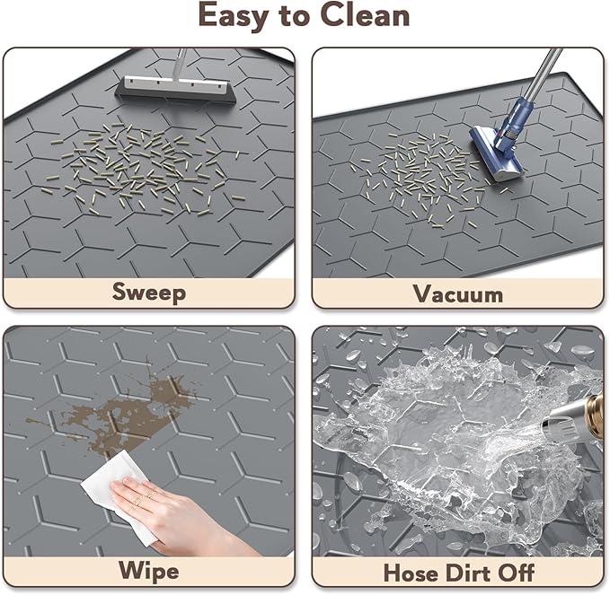 Garoopion Cat Litter Mat, Large 40" X 28" Litter Catcher Rug, Waterproof Silicone Mat for Cats, Dark Gray