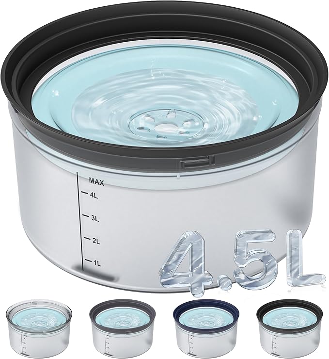 Decflow 1.2Gallon Dog Water Bowl No Spill, 4.5L Large Capacity Spill Proof Dog Bowls with Transparent Floating Disk, No Splash Slow Drinking Dog Bowl for Sloppy Messy Drinkers