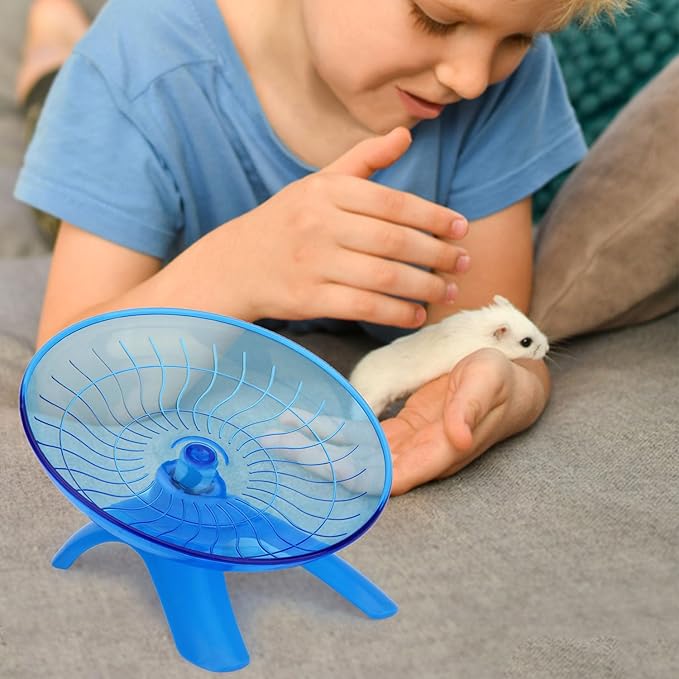 Hamster Wheel Flying Saucer Silent Exercise Wheel Running Wheel for Hamsters, Gerbils, Mice and Other Small Pets, Silent Hamster Running Wheel(Blue)