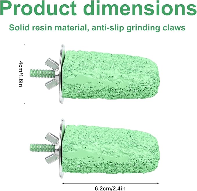 2 Pcs Bird Beak Grinding Stone, Ice Cream Style Small Green Parrot Perches Stand for Cage Perch Toy Foot Claws Trimmer Teething Toys Accessories for Budgies Parakeets Cockatiels