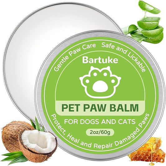 Dog Paw Balm & Nose Balm, Coconut Oil Lick-Safe Dog Paw Pad Protector for Dogs & Cats, Paw Butter, All Natural Ingredients Moisturizer & Soother for Dry Cracked Paw Pads, 1 Pack | 2 oz