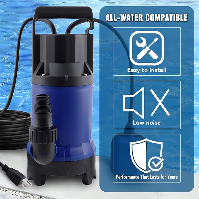 1.5HP 4000GPH Submersible Sump Pump Clean/Dirty Water Pump