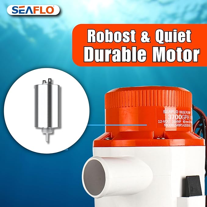 SEAFLO 01 Series 3700 GPH Bilge Pump – 12V, 1-1/2" Outlet, Marine Submersible Pump with Anti-Airlock Protection, CE & Rohs Certified, 4-Year Warranty | Reliable for Boats and Marine Applications