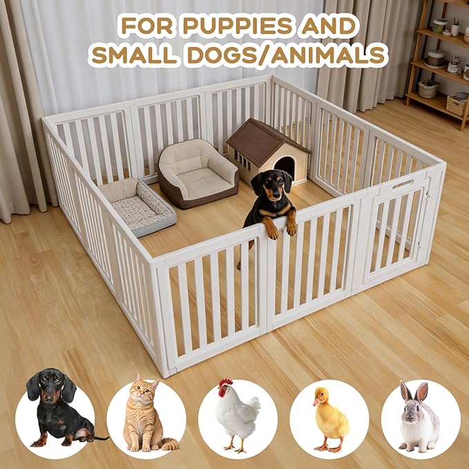 Dog Playpen, Clear Dog Pen, Dog Pen Indoor, Easy to Install and Remove Dog Play Pen, Puppy Playpen Suitable for Dogs, Cats,Dog Playpen Indoor (White, 30.3 inch Height, 12 Panels)