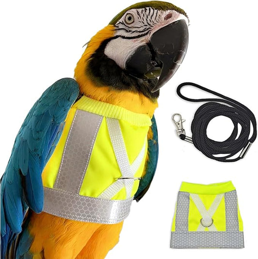 Bird Harness and Leash,3-Size Anti-Bite Flight Vest with Reflective Nylon Rope,Adjustable Training Design Anti-Bite, Bird Nylon Rope for Parrots for Macaw, Cockatoo, Cockatiel, Conure