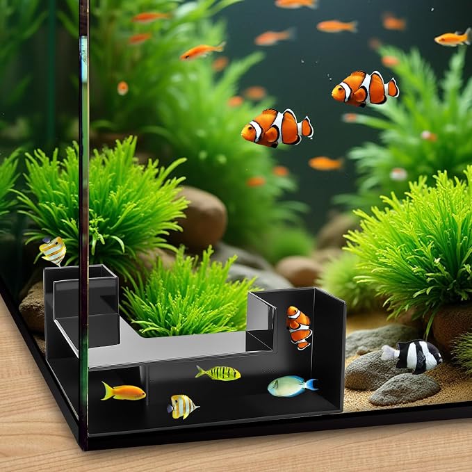 Aquarium Underground Tunnel 5", Dual-Entrance Fish Tank Cave | Aquarium Cave with Clear 360° Viewing, Shrimp Hideout, Substrate Buried Decor for Betta, Corydoras, Loaches, Black