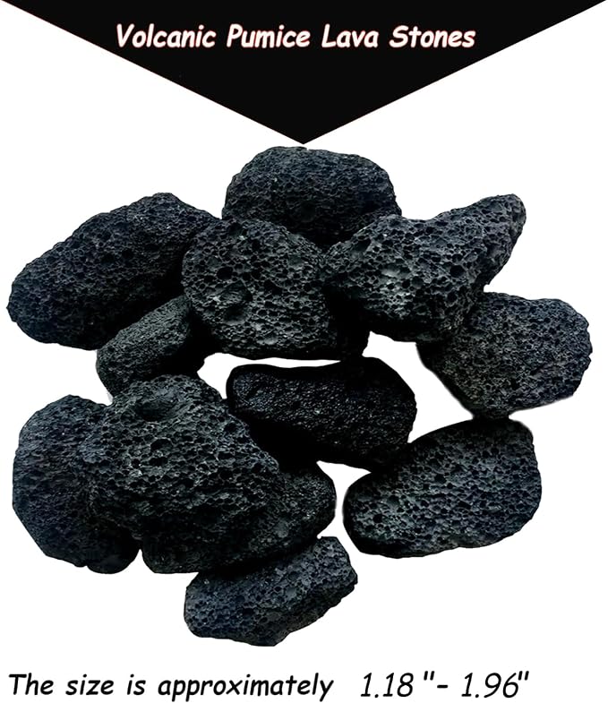 Tfwadmx 10 Pcs Aquarium Black Lava Rock Fish Tank Volcanic Pumice Stones for Fish Shrimp Betta(1.18''-1.96'')
