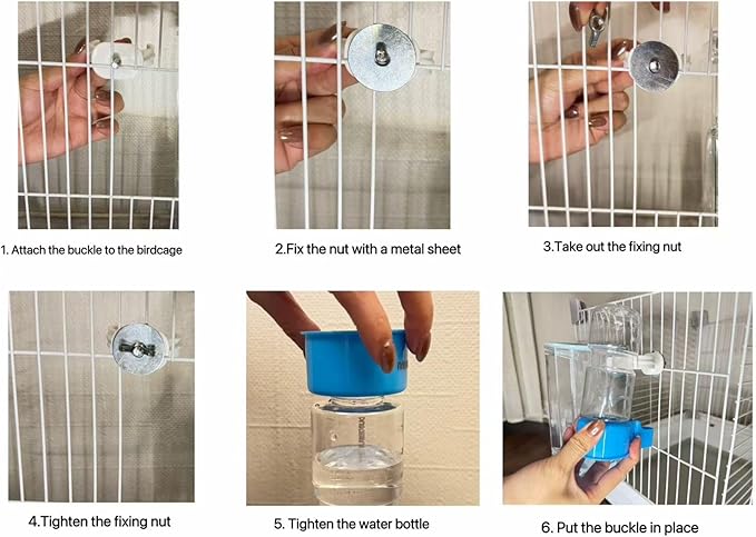 Automatic No Mess Bird Cage Feeder and Water Dispenser Set for Parakeet Cockatiel Parrot Lovebird, 2 in 1 Cage Hanging Food Bowl for Small Birds, No Spill Bird Feeder Container