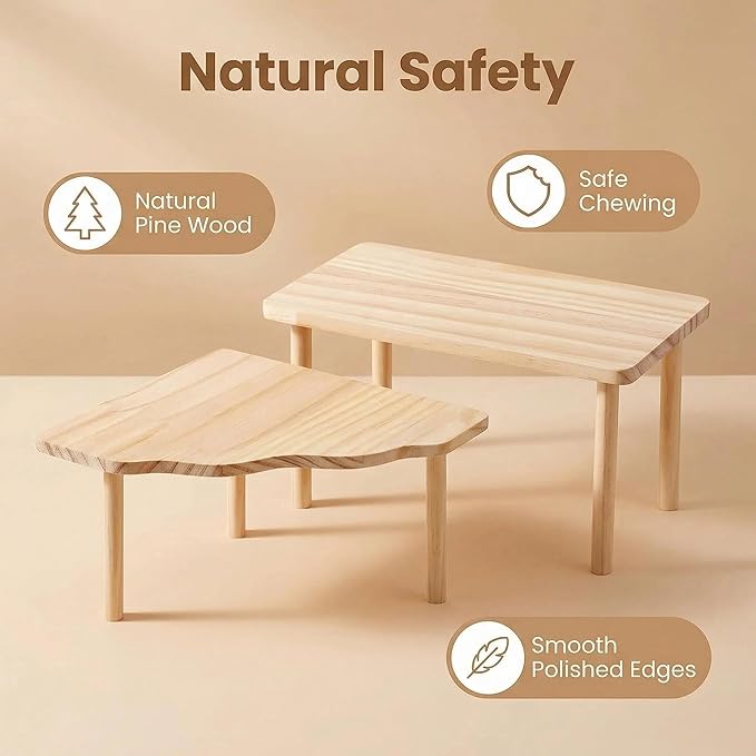 2 Pcs Set Hamster Play Wooden Platform for Dwarf Syrian Hamsters Gerbils Mice Degus or Other Small Pets