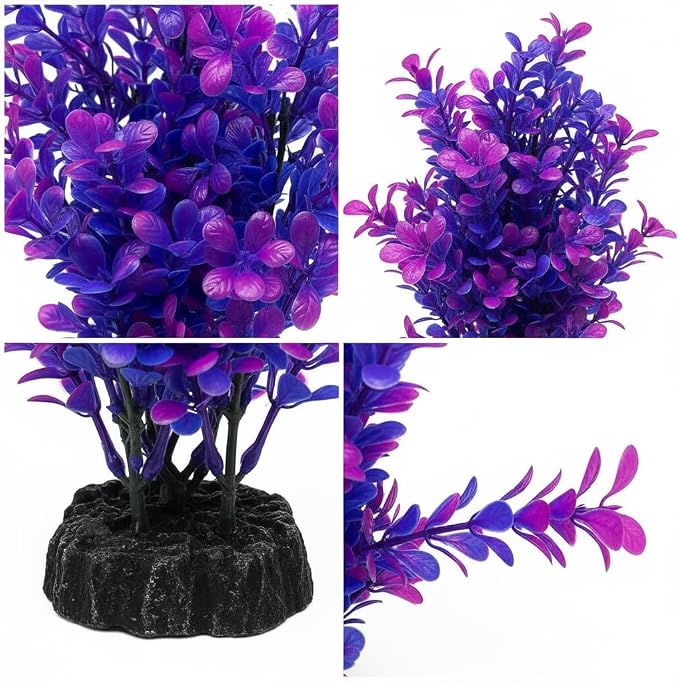 Mipukbay Purple Aquarium Plants - Artificial Plastic Fish Tank Decor, Realistic Ornament Safe for Fish & Shrimp, Low-Maintenance Aquascaping Plants for Freshwater/Saltwater Tank Landscaping