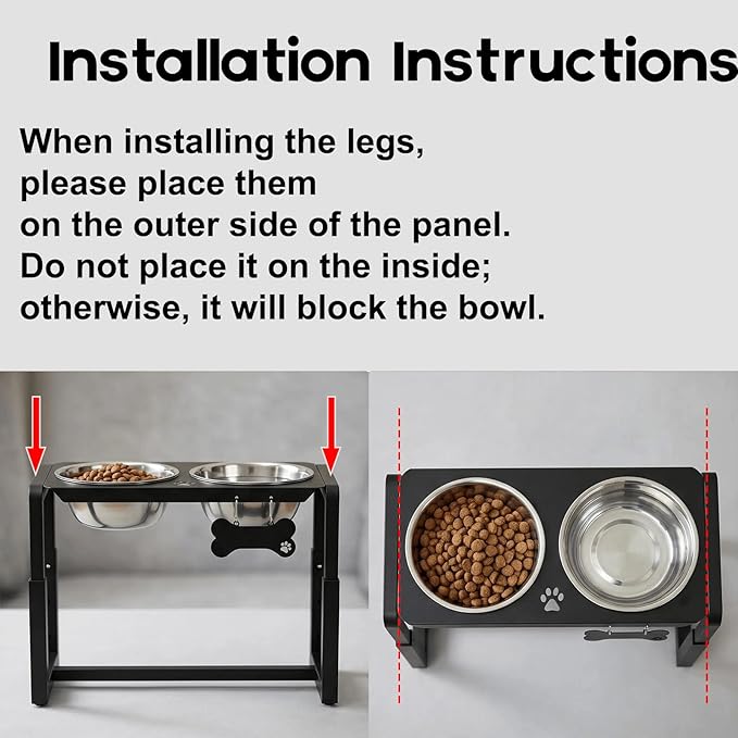 Metal Elevated Dog Bowls, Raised Dog Bowls for Medium/Large Sized Dogs with Two 58oz Stainless Steel Food Bowls, 3 Adjustable Height (8.8"/11.5"/14") Dog Bowl Stand Protect Neck & Joints
