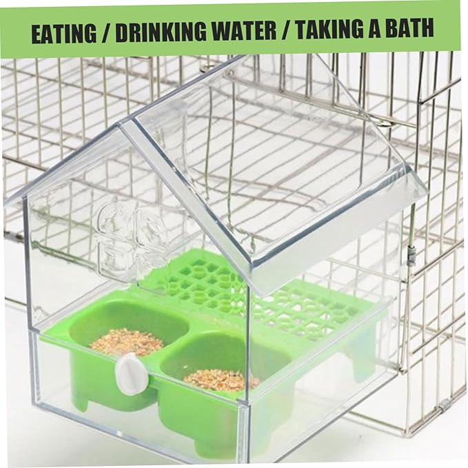 Pull-Out No Mess Bird Feeder for Cage, 3-in-1 Transparent Bird Feeder Squirrel Proof Birdfeeder and Waterer for Parrots Garden Fence