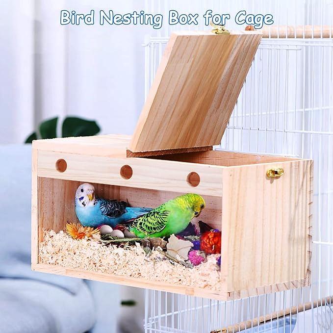 BNOSDM Parakeet Nesting Box Transparent Bird Nest Breeding Box with Perch (M)