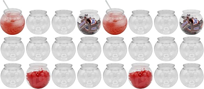 Creative Hobbies® 16 oz Clear Plastic Fish Bowls - 4 Inch (100 mm) Shatterproof Ivy Bowls for Carnival Games, Drinks, Candy & More - Pack of 12 (Pack of 2)