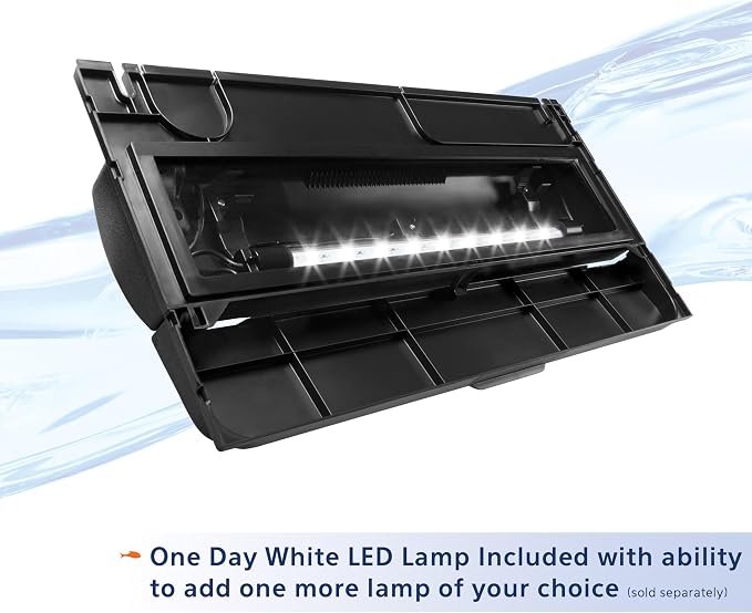 Aqueon LED Deluxe Fish Tank Aquarium Full Hood with LED Light, Black, 20 Inch | Aquarium light with full-length feeding door, custom-fit aquarium lid with rear breakouts for filters and heaters