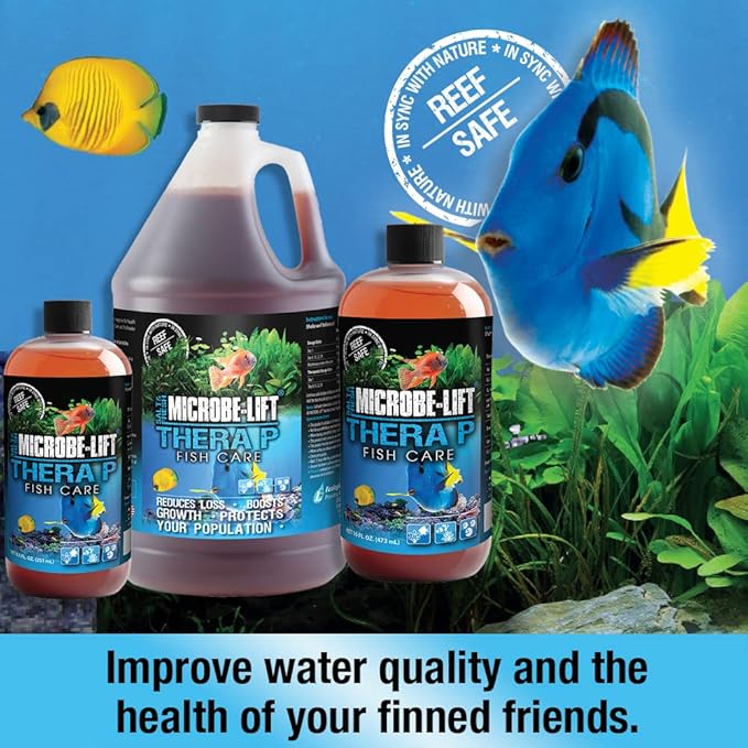 MICROBE-LIFT THERAPH16 TheraP Fish Care Treatment for Freshwater and Saltwater Home Aquariums and Tanks, 16 Ounces (Pack of 4)
