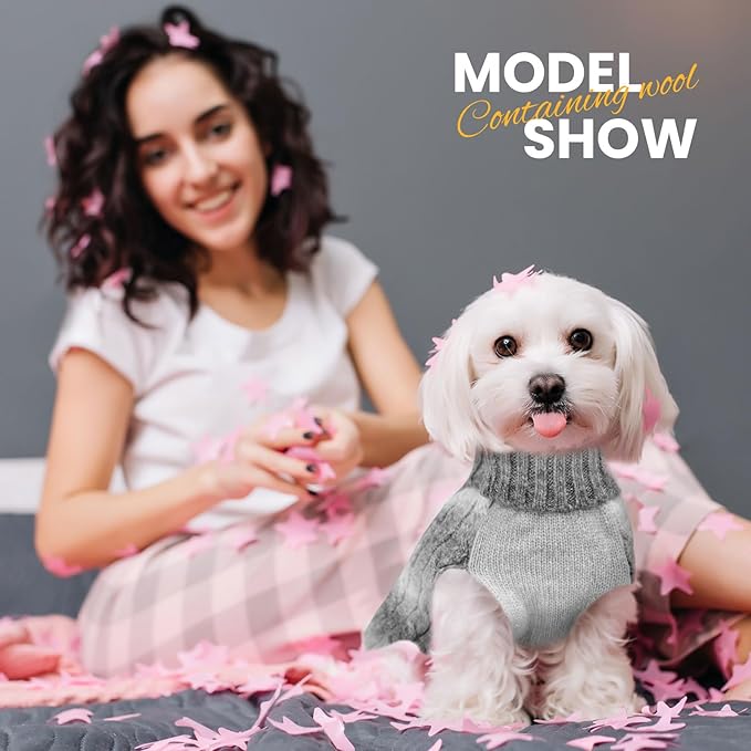 Dog Sweaters For Small Dogs Cute Gray Gradient Puppy Cat Sweaters Soft Warm Knitwear Turtleneck Pullover Small Dog Sweater Clothes Chihuahua Yorkie Maltese Dachshund Outfits Sphynx Cat Clothes
