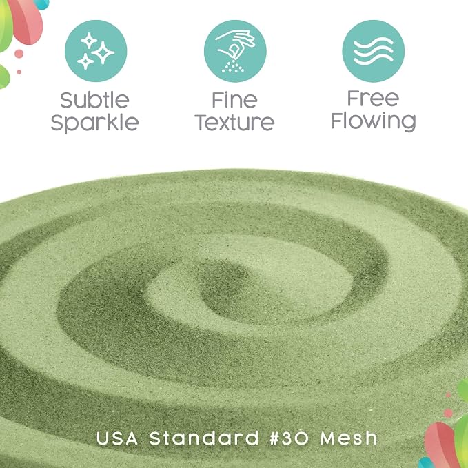 Sandsational Sparkle Sage Unity Sand -1.5 LB (22 oz), Green Colored for Weddings, Vase Filler, Home Décor, Craft, Aquarium, and More