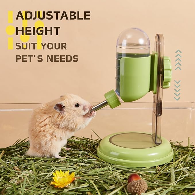 Hamster Water Bottle with Stand, 4oz Water Dispenser for Syrian Dwarf Hamsters Gerbils Mice Rats Degus (Green)